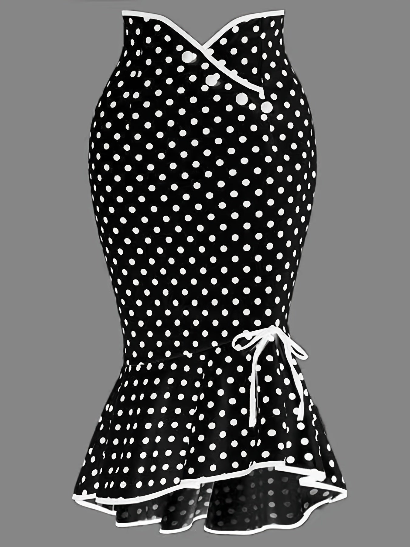 Chic Polka Dot Bodycon Skirt - Lace-Up Side & Fishtail Hem - Stretch Fit for Parties