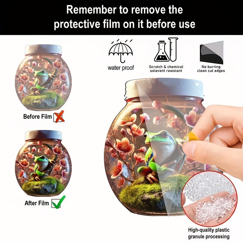 1pc, Frog Glass Jar Suncatcher, Acrylic Bottle Sign, 6.69x7.87in, Stain Window Hanging, Dining Room Decor, Living Room Decor, Bedroom Decor, Living Room Decor, Doorway Decor, Boy Gift, Friend Gift