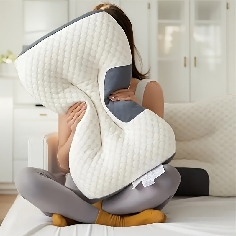 4/2/1pc Soft Adjustable Knitted Massage Pillow with Detachable Cover - Vacuum Compression Design, Ultrasound Embossed Bubble Mesh & Gel-Filled for Neck Relief, All-Season White Bed Pillow, Comfortable Sleep | Highquality Fabr