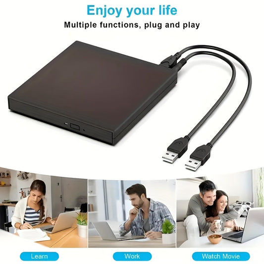 USB 3.0 External DVD Drive - High-Speed CD/DVD Player, Reader, Recorder, And Burner For Laptop And Computer - Plug And Play, Compatible With Windows And Mac