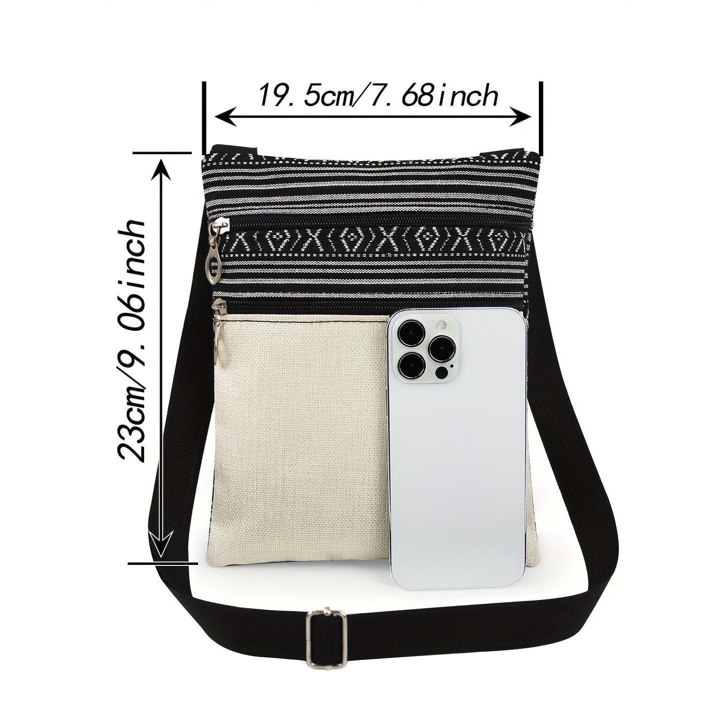 Stylish Skull Print Crossbody Bag with Adjustable Black & White Striped Strap - Durable Polyester, Handwash/Dry Clean, Ideal for Daily Commute, Small Crossbody Bag