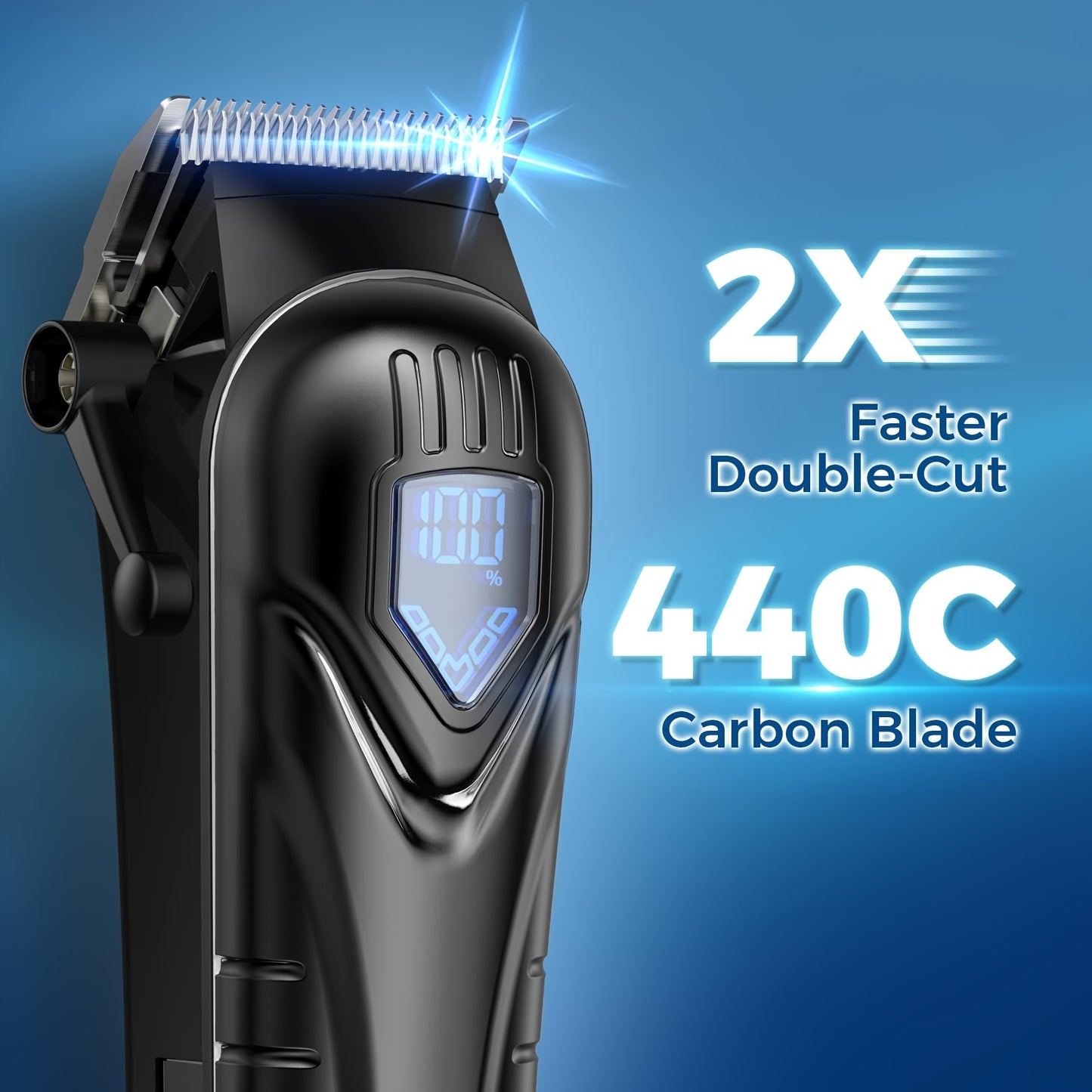 5-Hour Cordless Professional Hair Clippers Kit - Safety Razors with 10 Combs, LED Display, Low Noise, Rechargeable Beard Trimmer, Barber Clippers, Scissors, and Cape for Men and Women (Black)