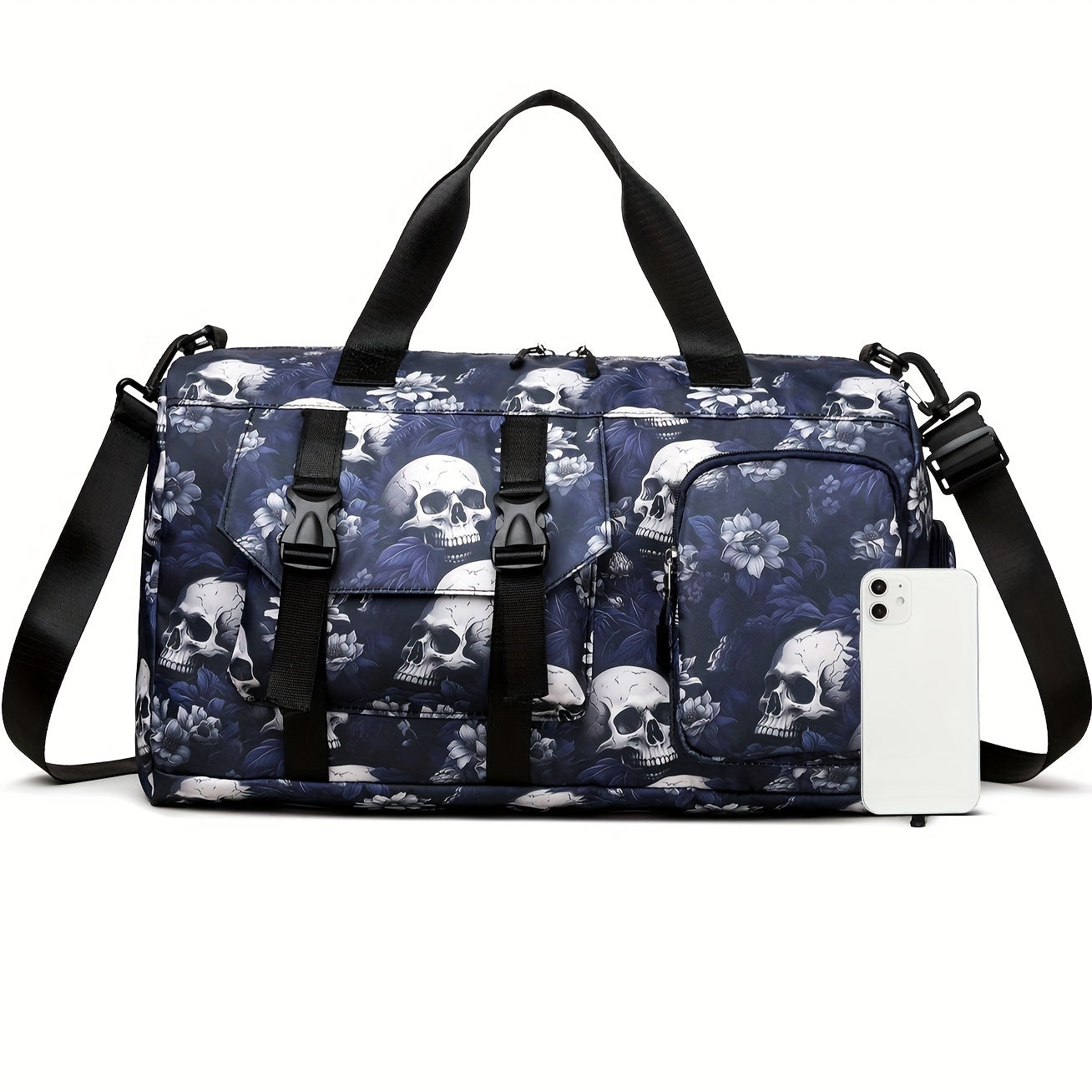 Sports Punk Style Skeleton Single Shoulder Hand-held Crossbody Large Capacity Bag, Multifunctional Backpack, Halloween Themed Bag