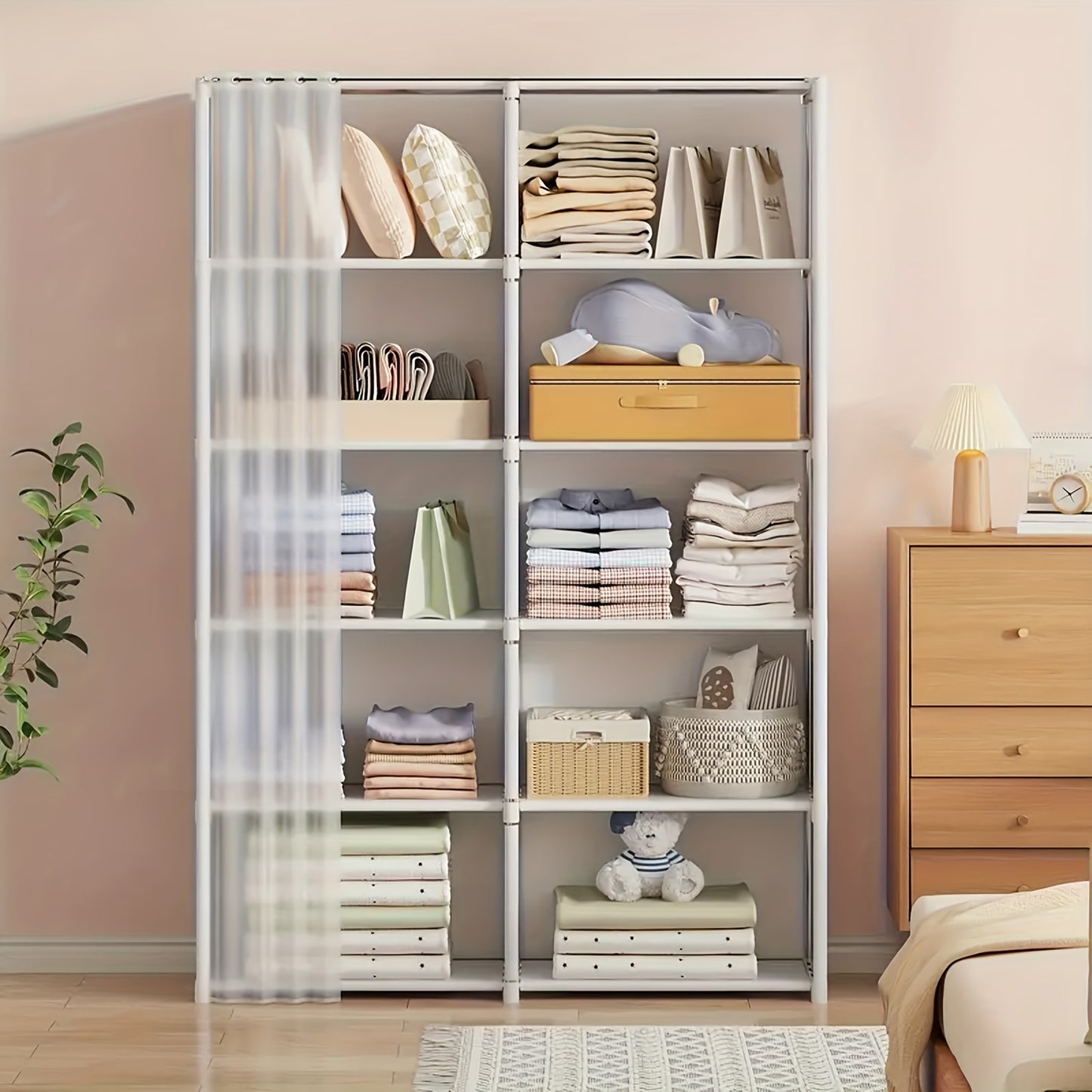 [White Space-Saving Bookcase] 5/6-Tier White Bookcase - Space-Saving Dustproof Storage Rack - Versatile Display Cabinet