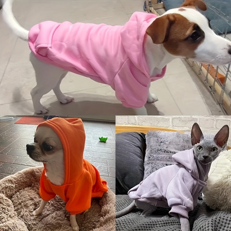 1pc Cozy Pet Hoodie Sweatshirt - All-Season Pullover Dog Jacket with Fleece Lining, Pocket, and Hood for Small to Medium Breeds - Woven Polyester Doggy Costume for Chihuahuas, French Bulldogs & More