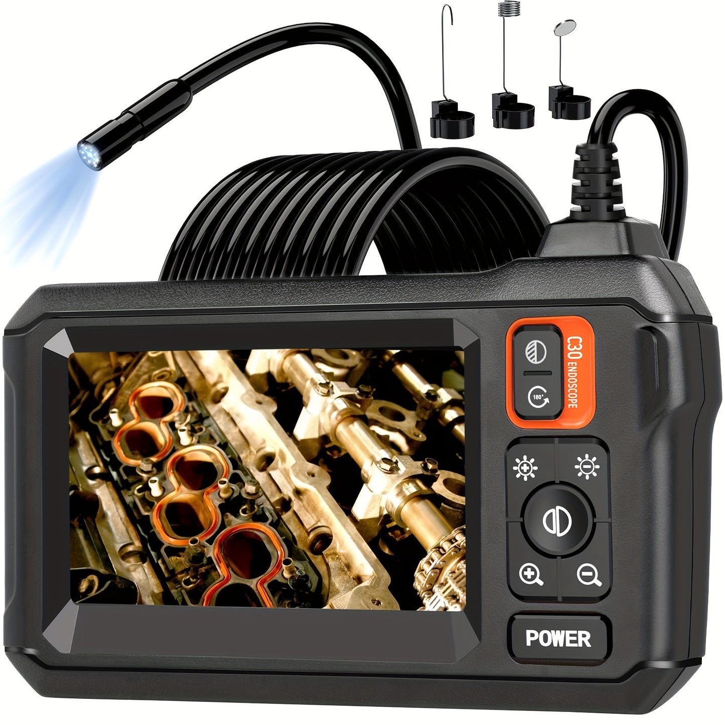 [HD Borescope Camera] 1080P HD Borescope Camera With Light, 50ft Snake Endoscope Camera, Gadgets For Men (4.3")