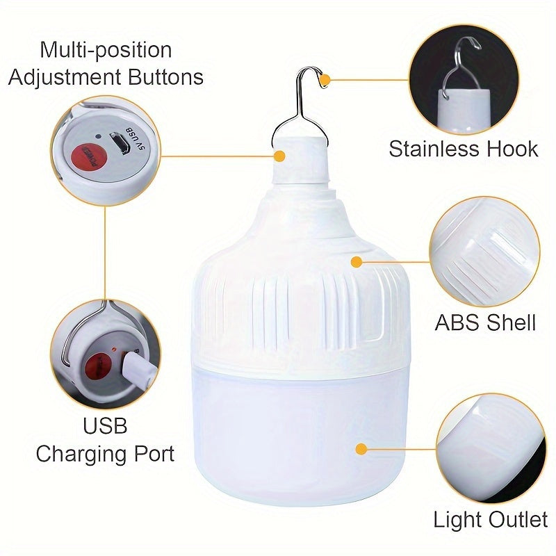 5W Ultra-Bright LED Camping Lantern - Rechargeable, Portable Flashlight with 3 Adjustable Lighting Modes, Long-Lasting Battery Life & USB Cable Included - Perfect for Camping, Hiking, Fishing & Emergency Use - Free Gift Inclu