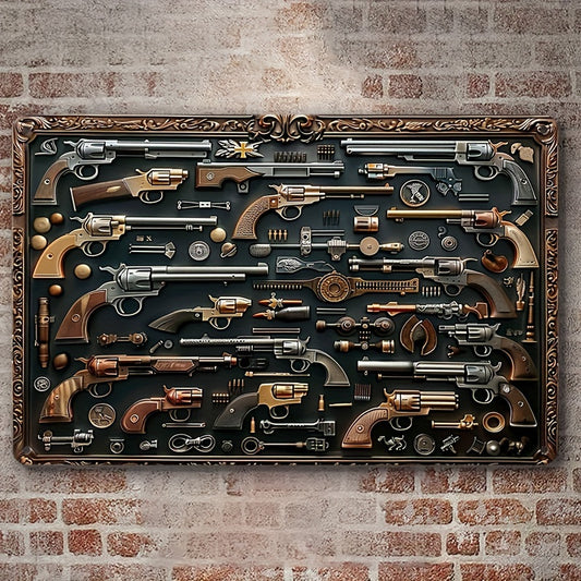 Vintage Firearms Aluminum Wall Sign 8"x12" - Retro Military Decor for Home, Living Room, Farmhouse, Door & Scene