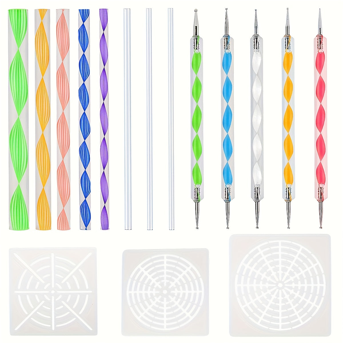 16pcs Mandala Dotting Tool Kit for Rock & Ceramic Art - Includes Acrylic Pens, Stencils & Tray - Durable Plastic Craft Set for Home Decor and Creative Projects