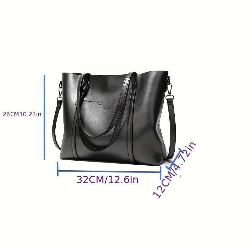 Elegant Brown Waxed Handbag for Women - Chic Single Shoulder Bag with Detachable Strap, Zip Closure & Polished Finish, Purse for Traveling, Ladies Handbag