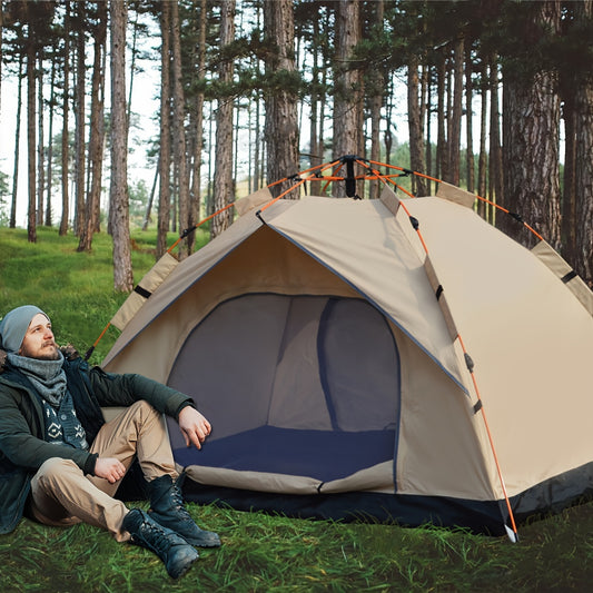 4-Person Automatic Quick-Open Tent with UV Protection for Beach, Fishing, Hiking, and Hunting