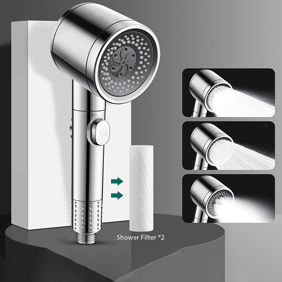 1pc High-pressure Shower Head, Handheld High-pressure Water-saving Shower Head, 3-mode Adjustable Filter Shower Head, Bathroom Accessories