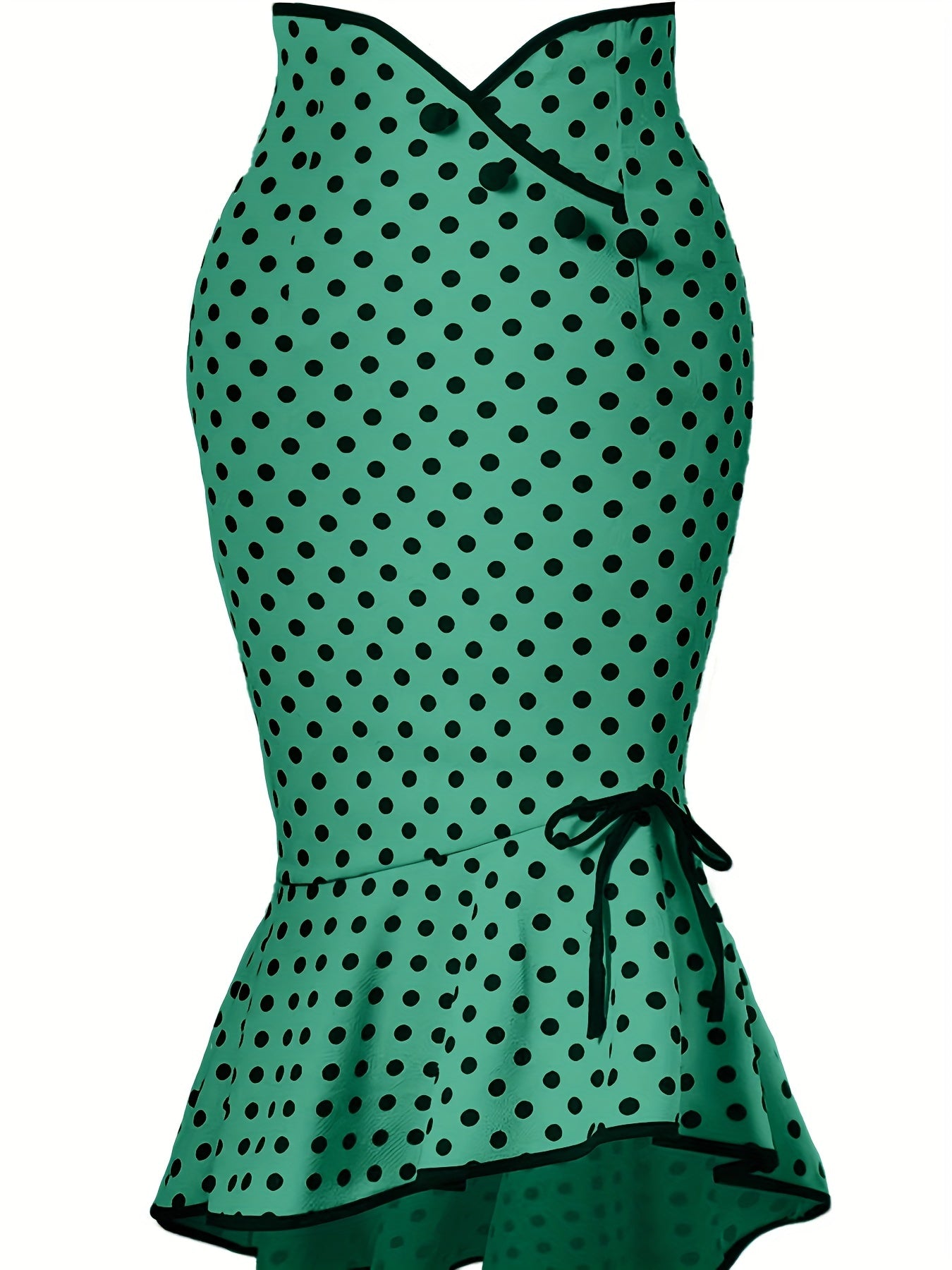 Chic Polka Dot Bodycon Skirt - Lace-Up Side & Fishtail Hem - Stretch Fit for Parties