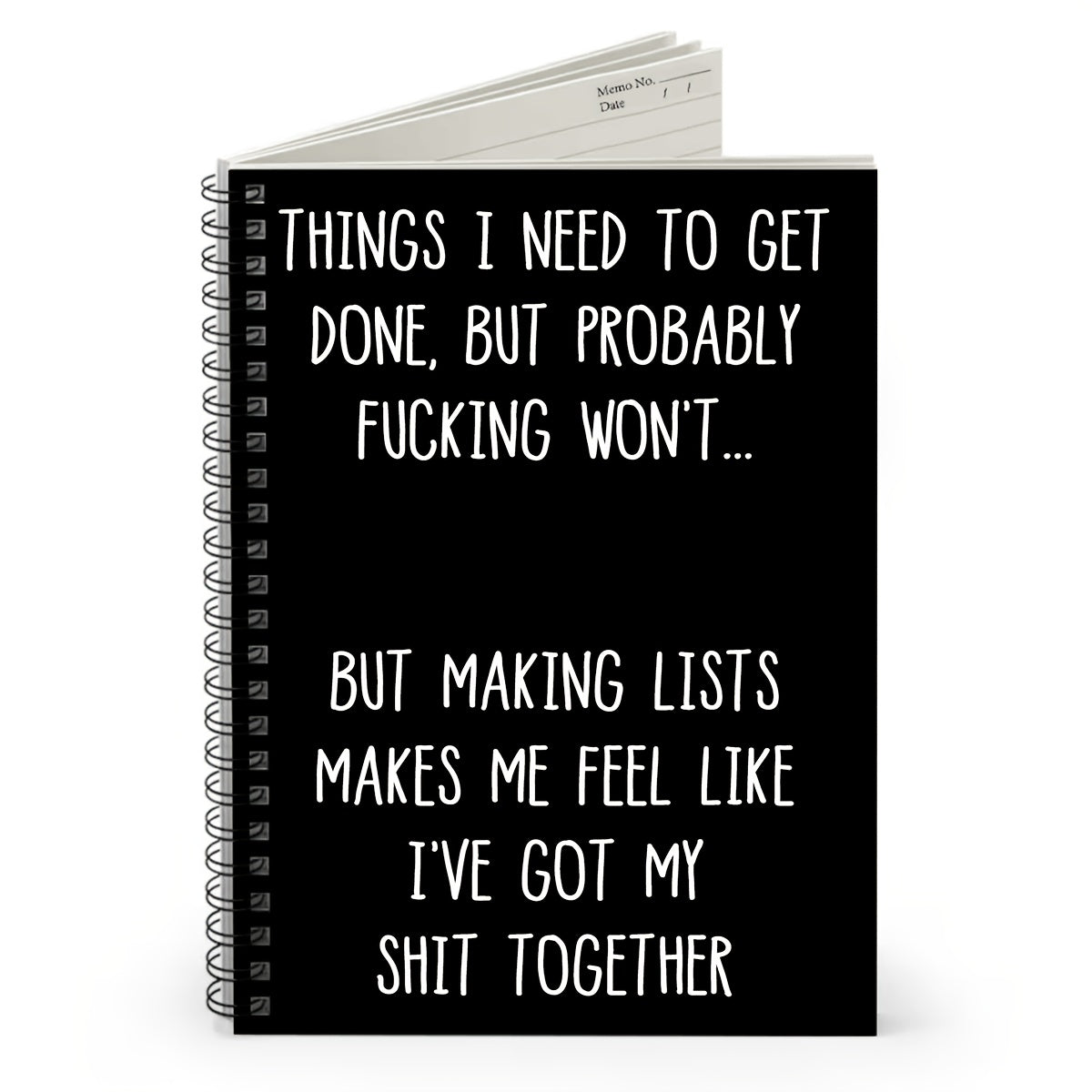 1pc Humorous Spiral Notebook, "I've Got My Shit Together" To-Do List Planner, Inappropriate Gift for Coworkers & Friends, Black Paper, Plain Ruled, Perforated Pages, 5.5x8.3 inches