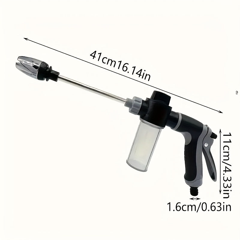 Universal 3/ 4 & 1/ 2 Inch Quick Connect Adapters Car Washing Water Gun - High-Pressure Multi-Purpose Garden Hose Nozzle with Foam Tank - Compact & Adjustable for Cars, Gardens, Pets & Outdoor Cleaning