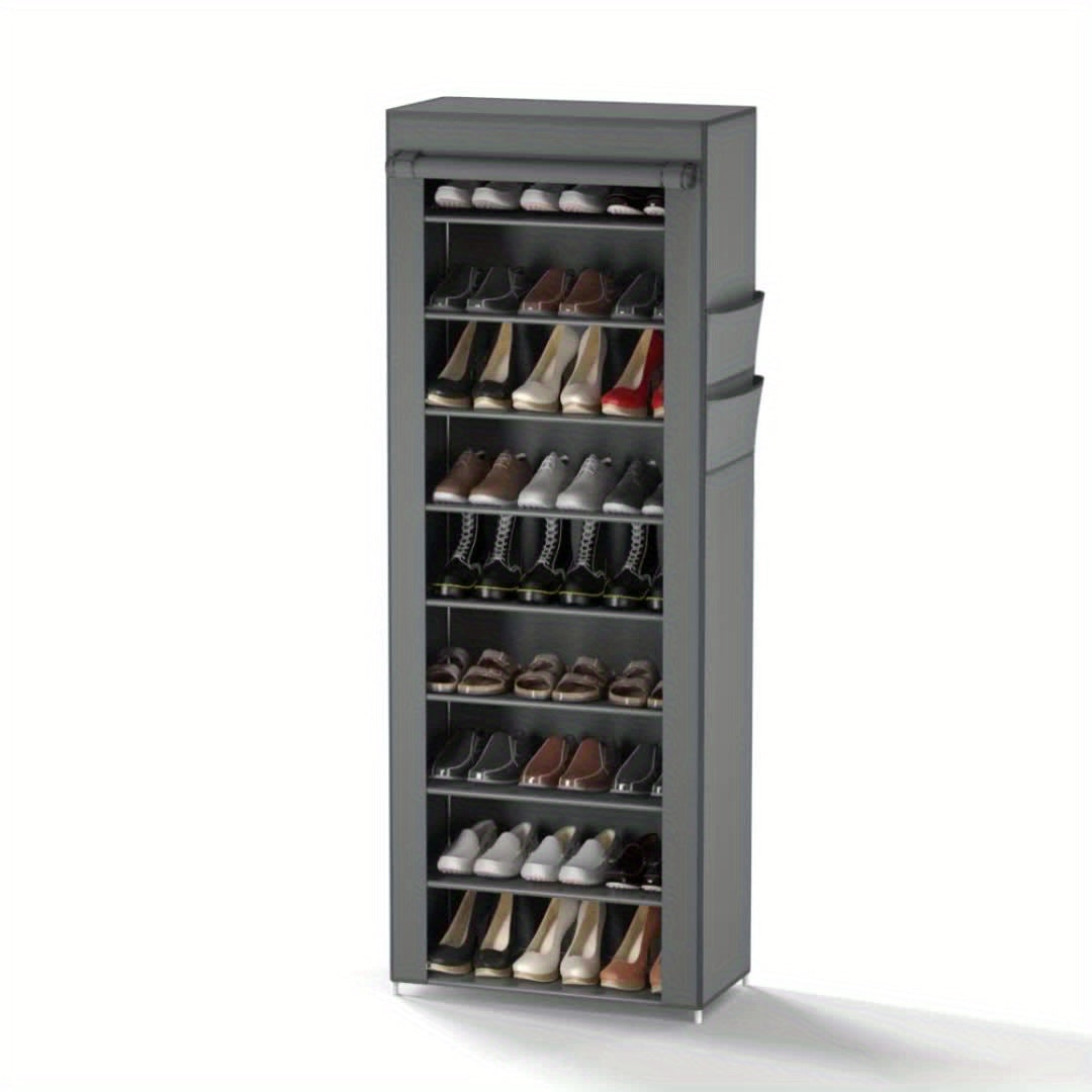 6/8/10 Layer Shoe Cabinet With Dust Cover, Non-woven Space-saving Shoe Rack With Large Capacity, Easy To Assemble, Portable Shoe Cabinet, Suitable For Various Scenes Such As Entrance, Storage Rack, Home And Dormitory Storage