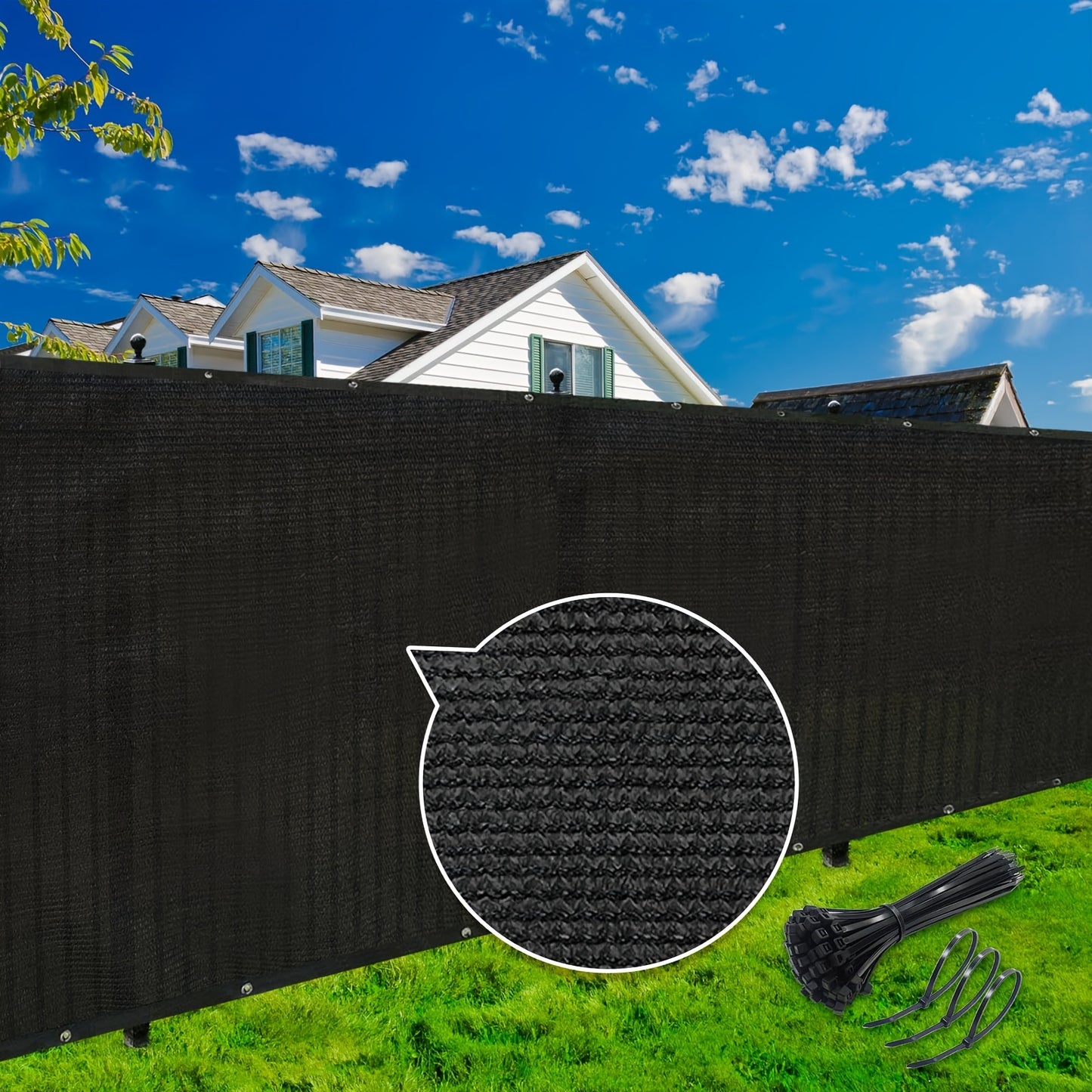 8ft x 50ft Golden Privacy Screen Fence - Heavy Duty, Sun-Protected HDPE Mesh Shade Net with Brass Grommets & 80 Straps - Ideal for Garden, Backyard, Patio Wall - Blocks Noise, Street View & Unwanted Pets, Garden Shade Cover|D